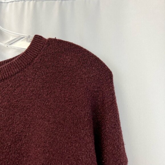 Loft Womens Ann Taylor Pullover Sweater Wine Long Sleeve Crew Neck Tight Knit S - Picture 4 of 10